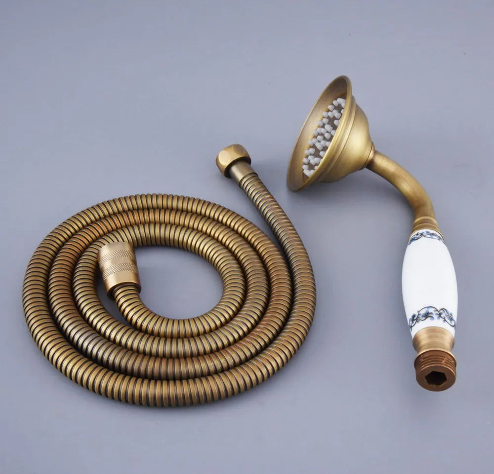 Antique Brass Ceramics Telephone Hand Held Shower Head