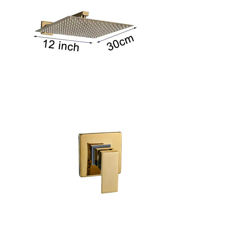 Rozin Golden Shower 8/10/12 Square Rainfall Shower Faucet
