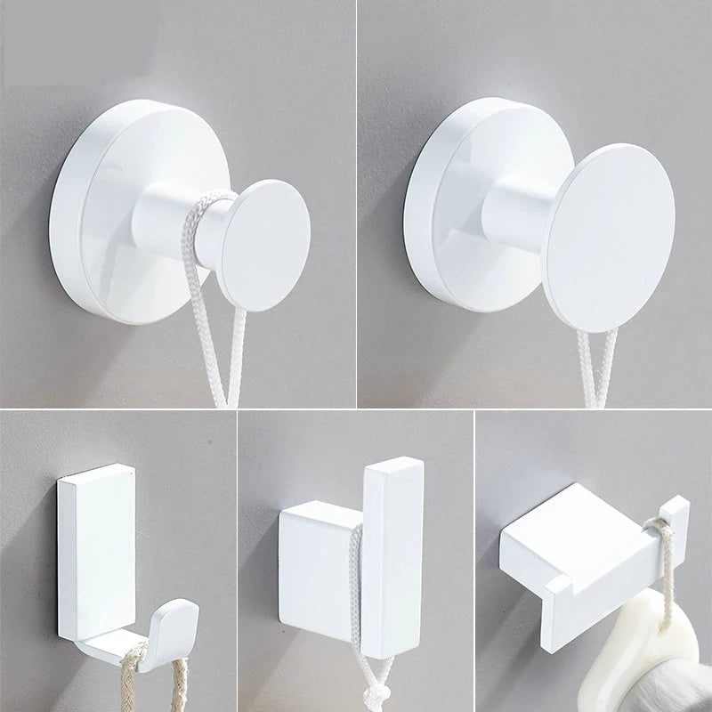 White Painted Stainless Steel Robe Hooks Wall Hang
