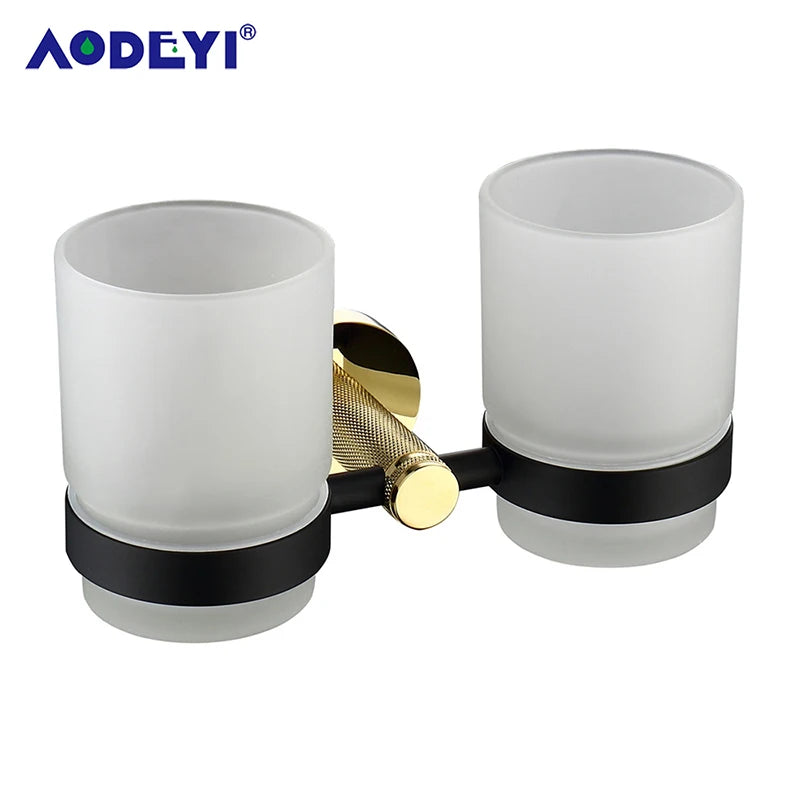 Bathroom Hardware Black Robe Hook Gold Towel Rail