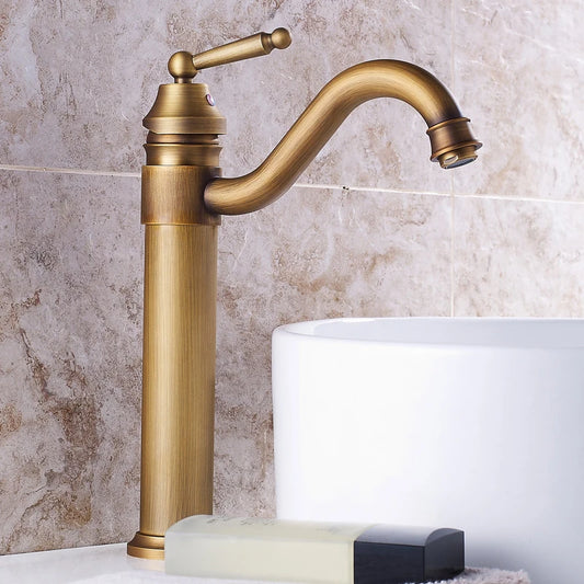 Antique Copper Bathroom Basin Faucet Europe Classic Style