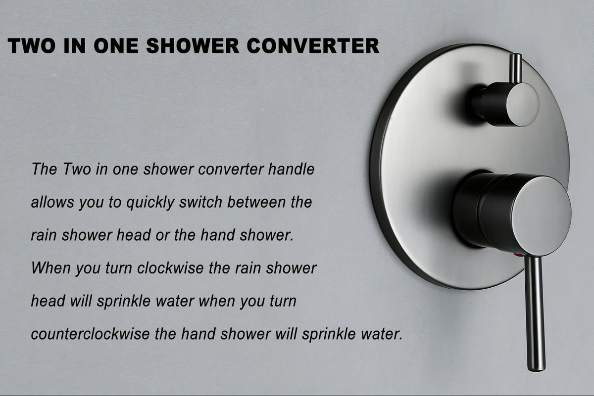 Bagnolux Gun Gray Bath Shower Brass Head Rianfall