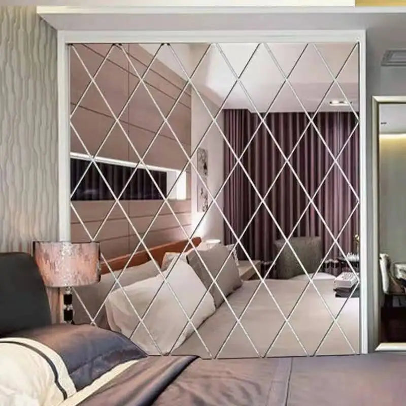 3d Mirror Stickers Diy Acrylic Triangles Self-Adhesive Diamonds