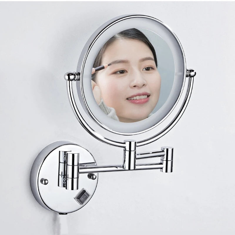 Silver Brass Dual Side Led Light Bathroom Mirror