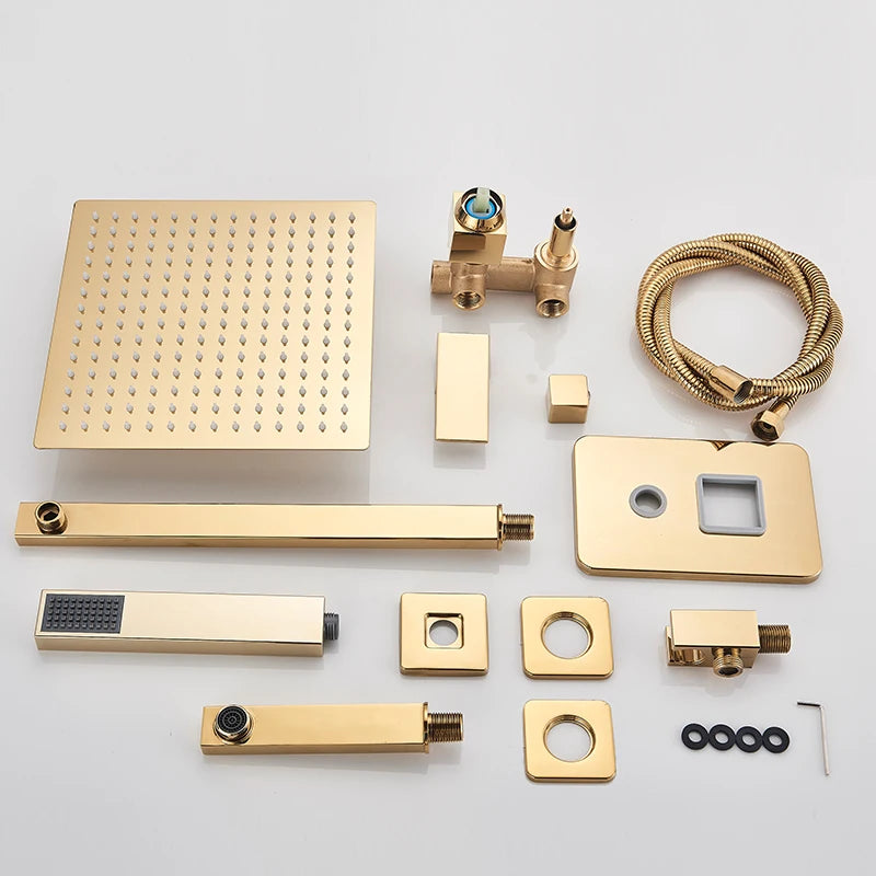 Rozin Golden Shower 8/10/12 Square Rainfall Shower Faucet