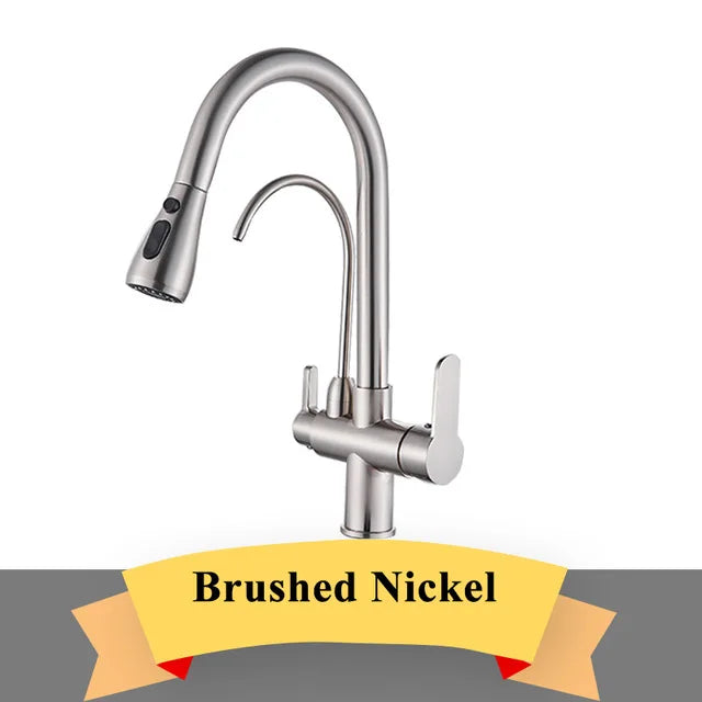 Gold Purify Water Faucet Deck Mounted Dual Handle