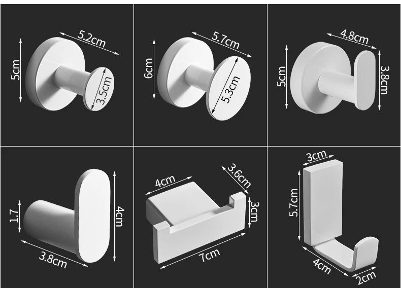 White Painted Stainless Steel Robe Hooks Wall Hang
