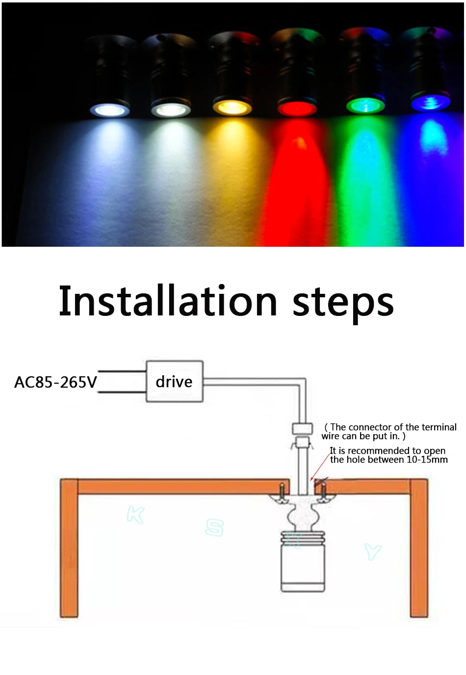 3w Led Recessed Cabinet Mini Spot Light 110v