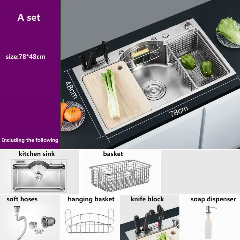 Sink Stainless Steel 2mm Thickness Brushed Sinks Bowl
