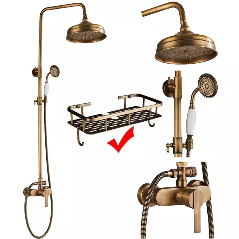 Antique Brass Style Shower Faucet Handle Handheld Shower
