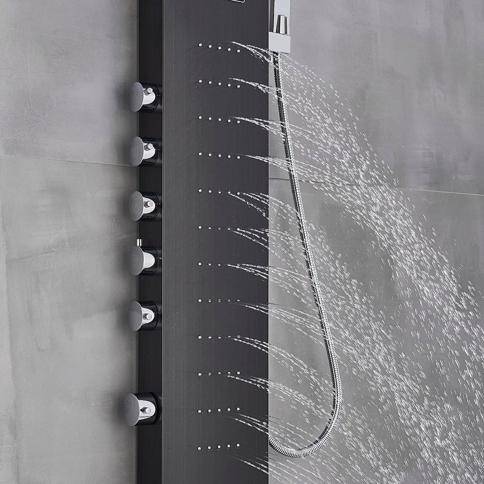 Black/Brushed Bathroom Shower Faucet Led Rainfall Head Shower