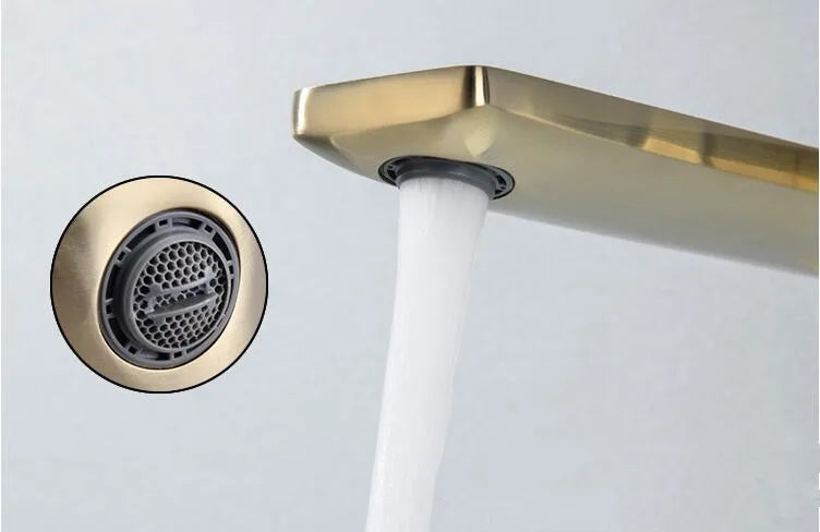 Brushed Gold Basin Faucet Concealed Bathroom Sink Faucet