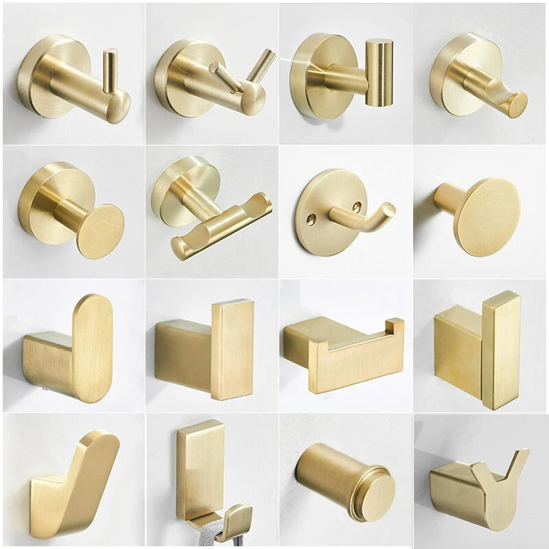 Brush Gold Stainless Steel Clothes Hook Wall Mounted