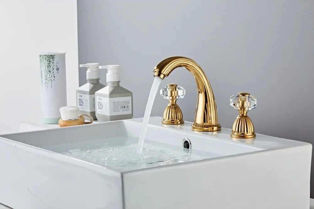 Basin Faucets Gold Brass Modern Bathroom Sink Faucet