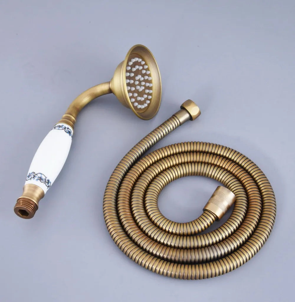 Antique Brass Ceramics Telephone Hand Held Shower Head