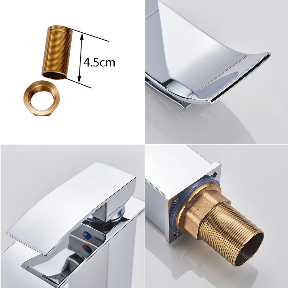 Rozin Waterfall Bathroom Sink Faucet Deck Mount Cold