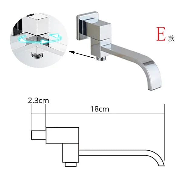 Becola Wall Mounted Faucet Spout Square Round Brass
