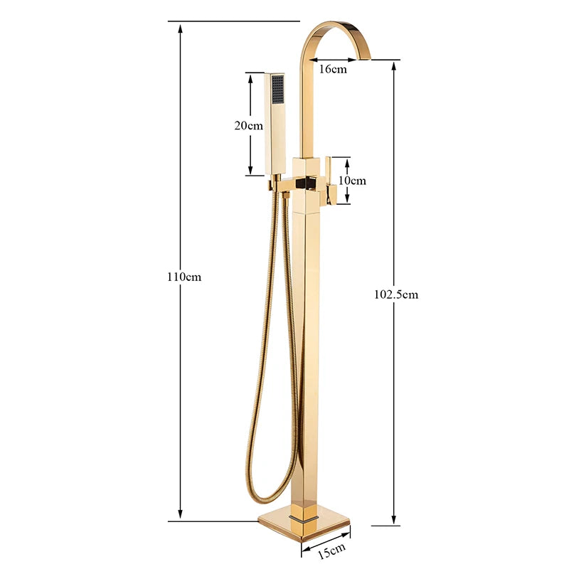 Rozin Golden Bathtub Shower Faucet Floor Mounted Bathroom