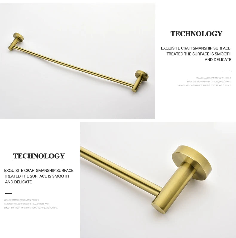 Brushed Gold Towel Bar Rack 304 Stainless Steel