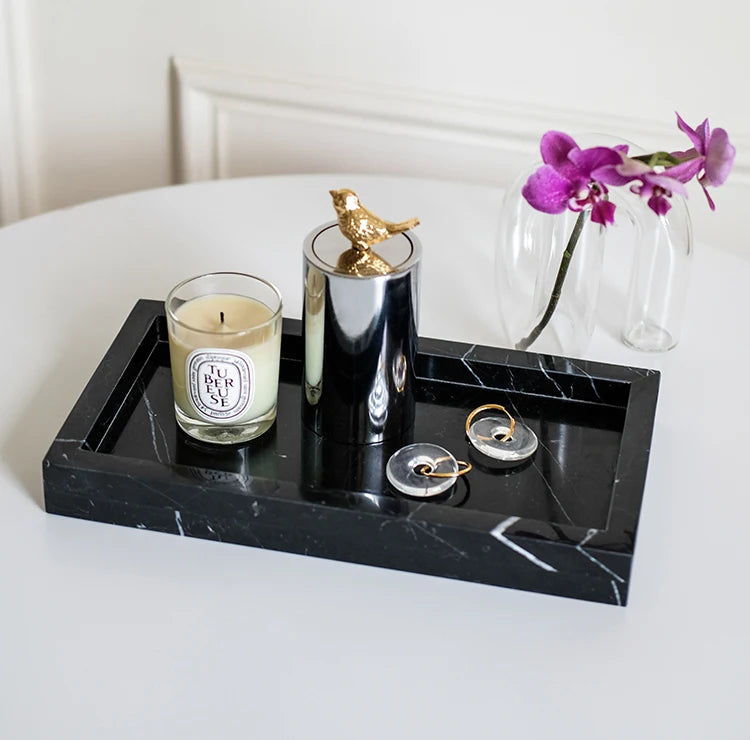 Real Natural Marble Tray Handle Luxury Rectangular Washbasin