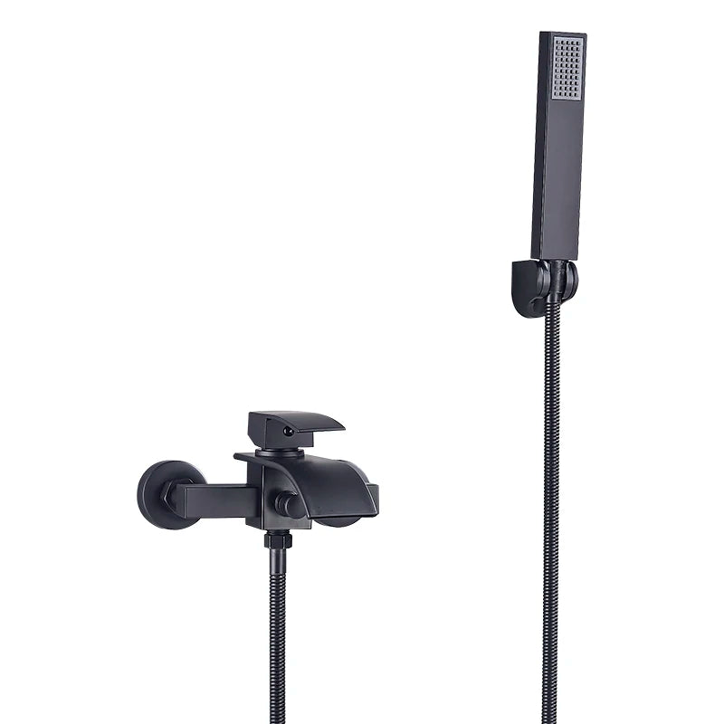 Myqualife Matte Black Bathroom Faucet Function Bathtub Facuet
