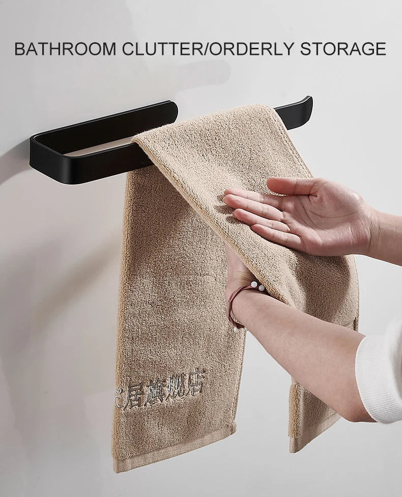 30-50cm Black Bath Towel Holder Bathroom Towel Rack