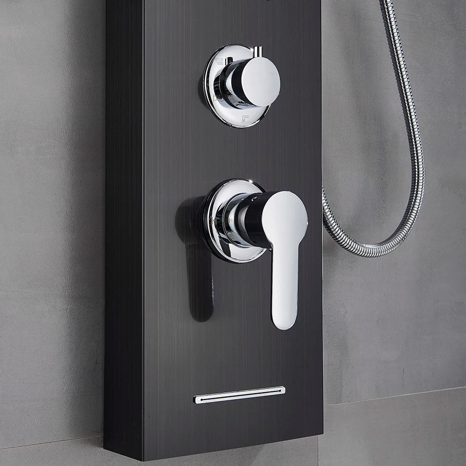Black/Brushed Bathroom Shower Faucet Led Rainfall Head Shower