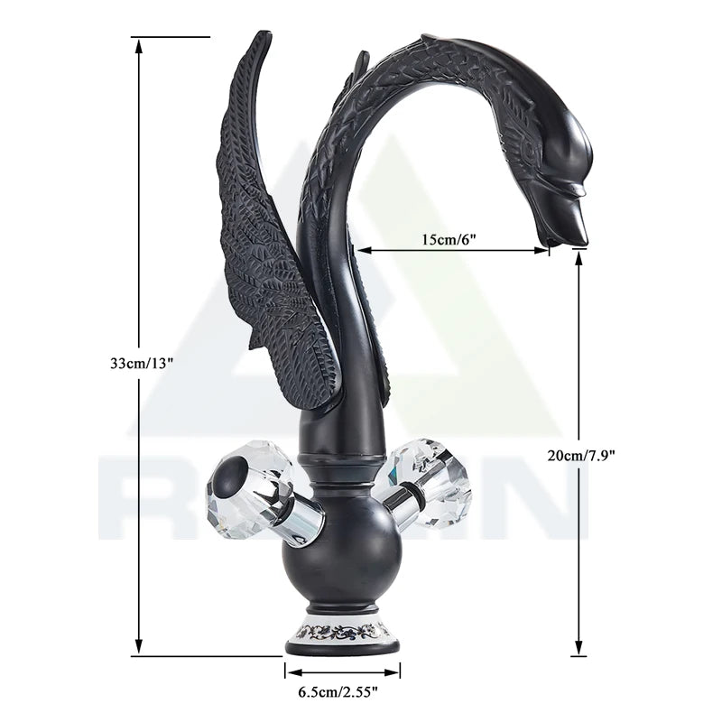 Rozin Luxury Golden Basin Faucet Golden Swan Shape