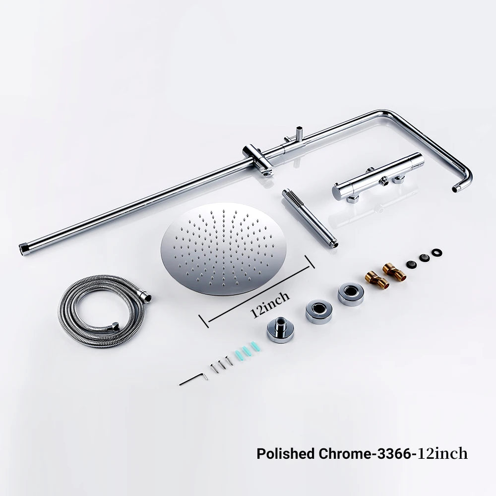Thermostat Mixer Shower Wall Mount Bathroom Faucet Diverter