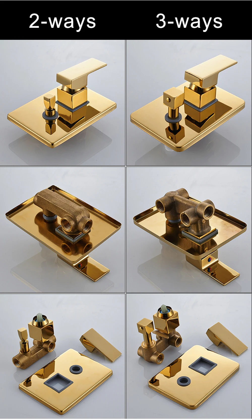 Rozin Golden Shower 8/10/12 Square Rainfall Shower Faucet
