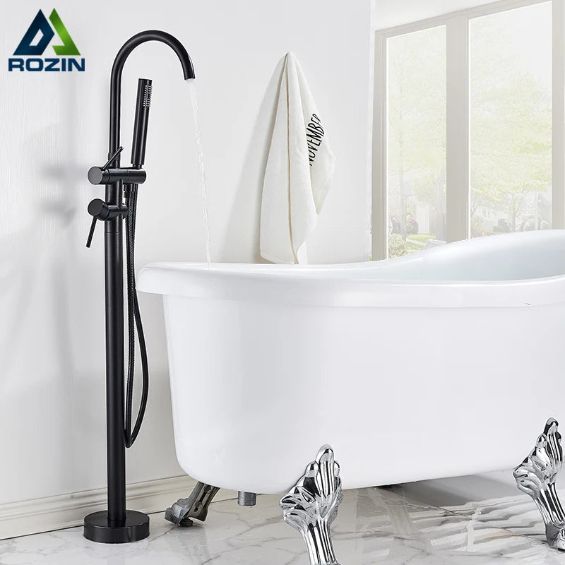 Rozin Black Floor Standing Bathtub Faucet Colors Standing