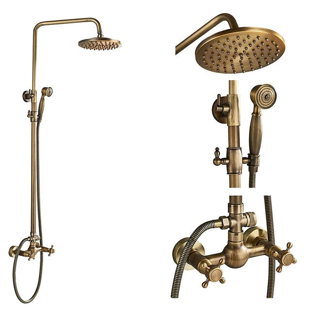 Shbshaimy Antique Brass Bathroom Shower Wall Mounted Rainfall