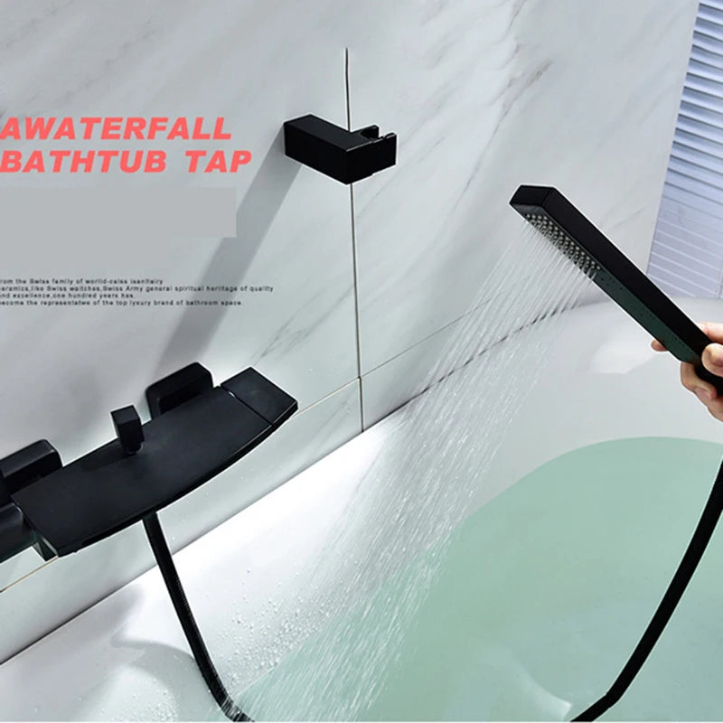 Myqualife Matte Black Bathroom Faucet Function Bathtub Facuet