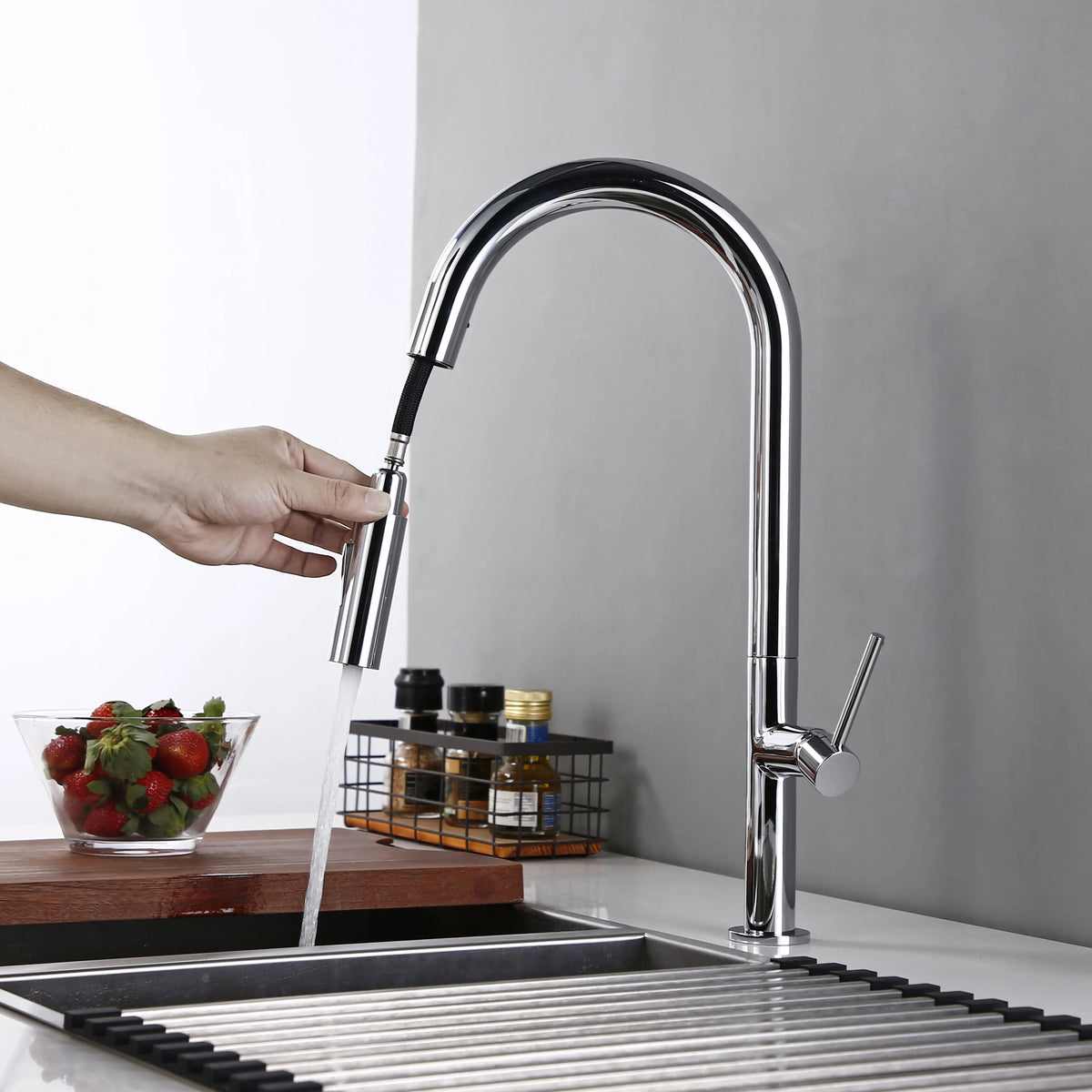 Gunmetal Faucet Pull Down Sprayer Handle Hole Pull