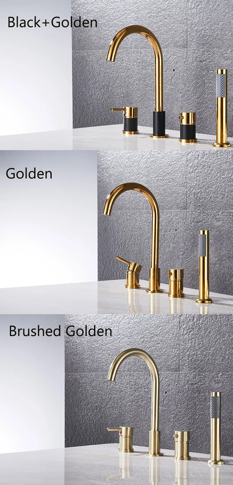 4pcs Brass Bathroom Bathtub Faucet Bath Faucet Deck