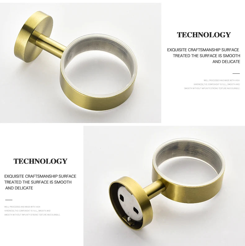 Bathroom Hardware Brushed Gold Toilet Brush Holder Robe