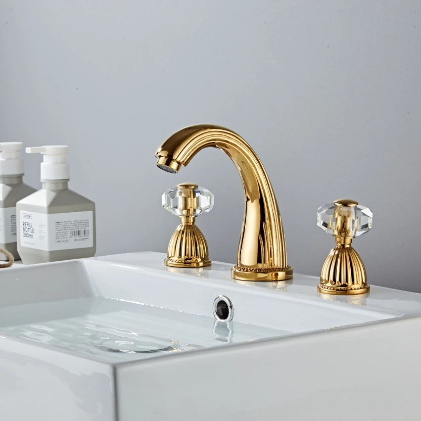 Basin Faucets Gold Brass Modern Bathroom Sink Faucet