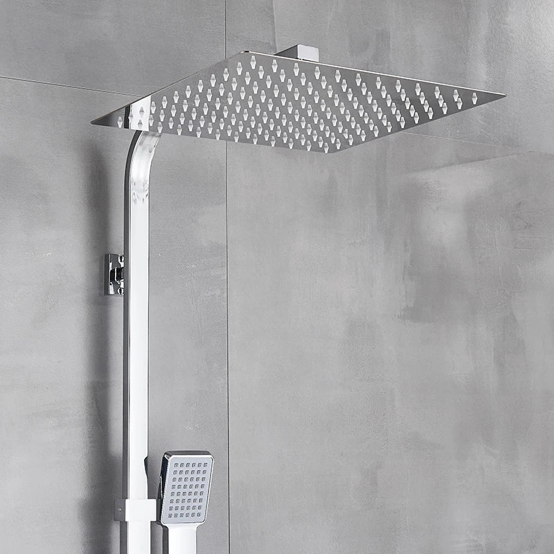 Rozin Chrome Shower Faucet Wall Mounted Bathroom Rainfall