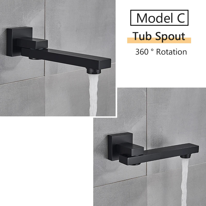 Rozin Matte Black Thermostatic Shower Faucet Wall Mount