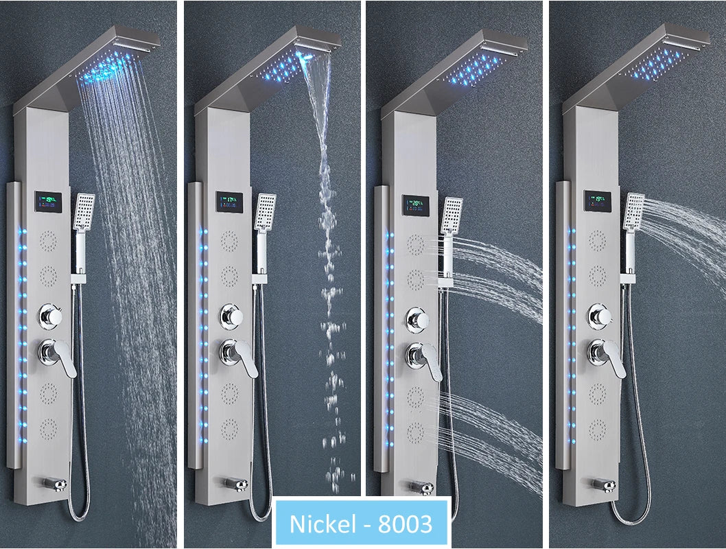 Led Shower Panel Tower System Rain Waterfall Shower