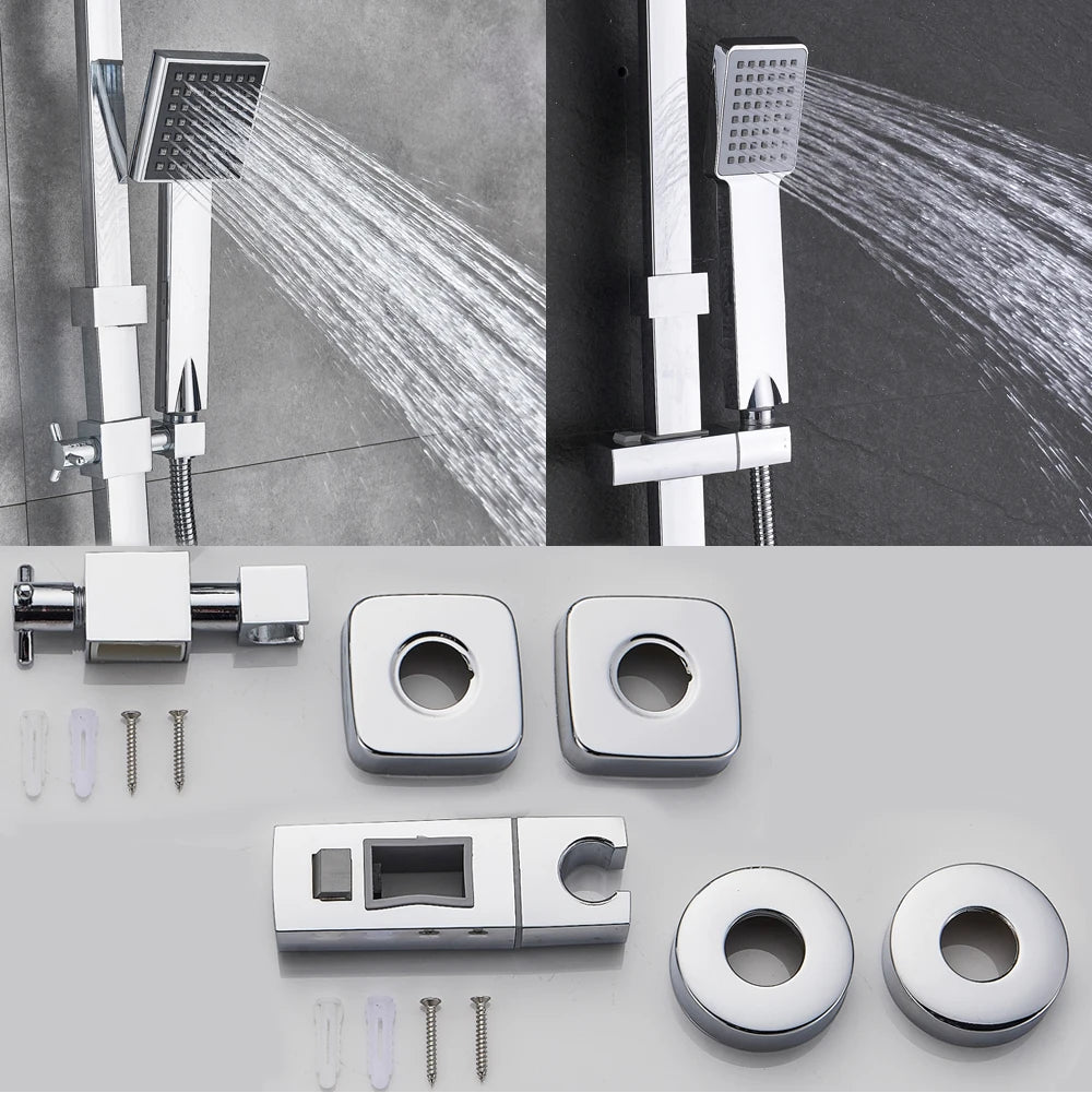 Rozin Chrome Shower Faucet Wall Mounted Bathroom Rainfall