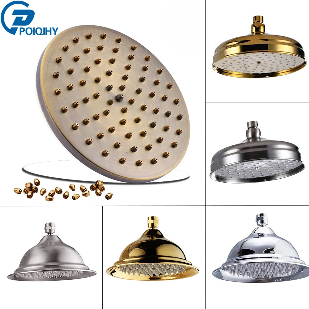 Poiqihy Brass Golden Rainfall Shower Head Shower Faucet