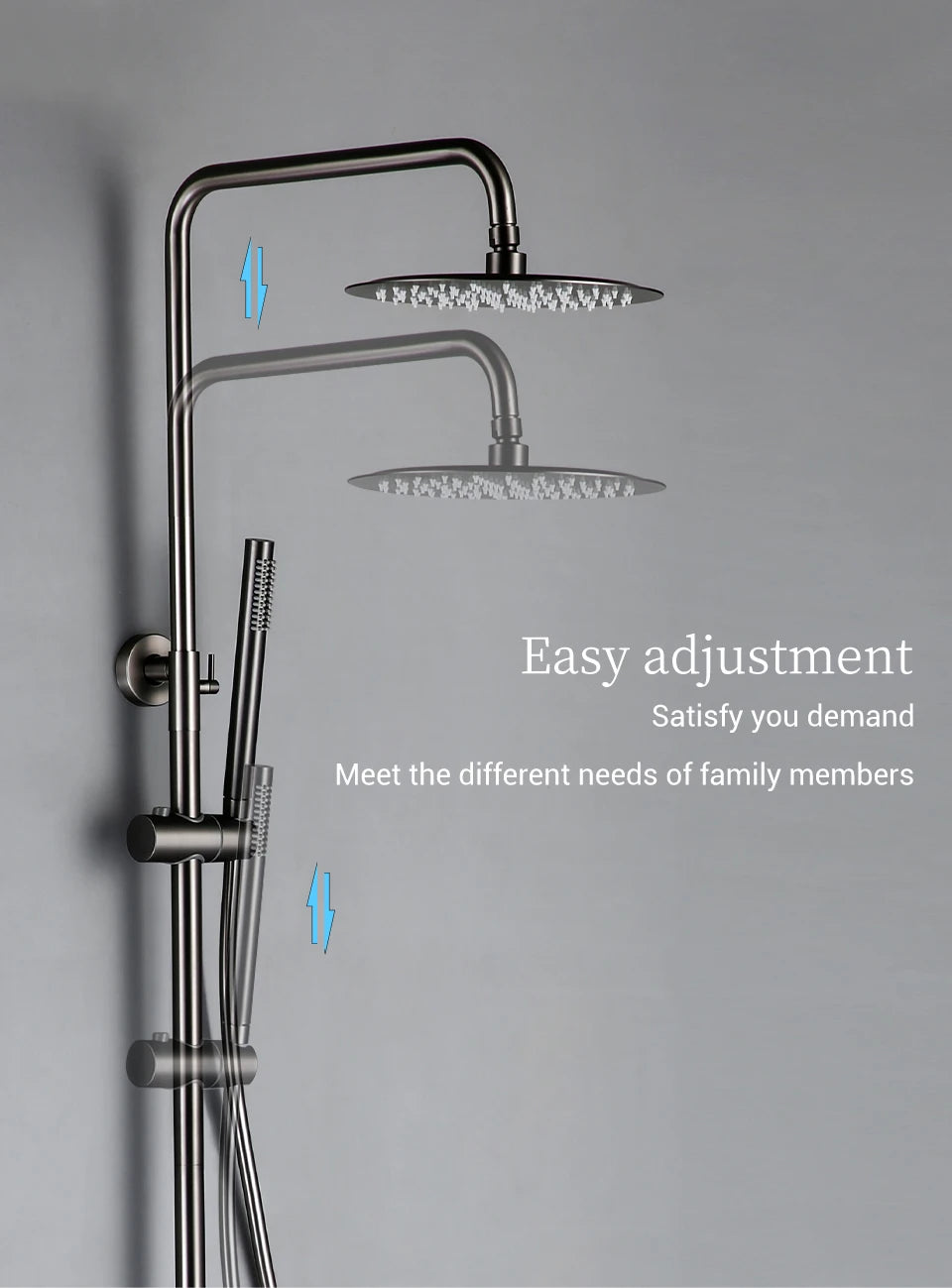 Wall-Mounted Thermostatic Valve System Bagnolux Brushed Gray