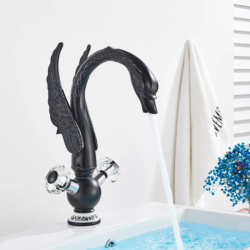 Rozin Luxury Golden Basin Faucet Golden Swan Shape