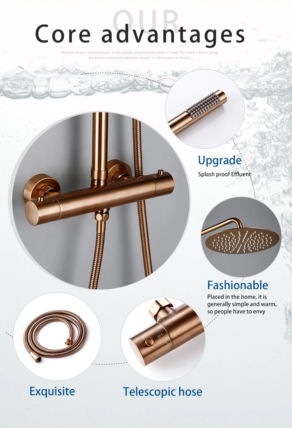 Thermostat Mixer Shower Wall Mount Bathroom Faucet Diverter