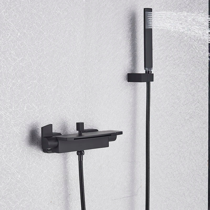 Myqualife Matte Black Bathroom Faucet Function Bathtub Facuet