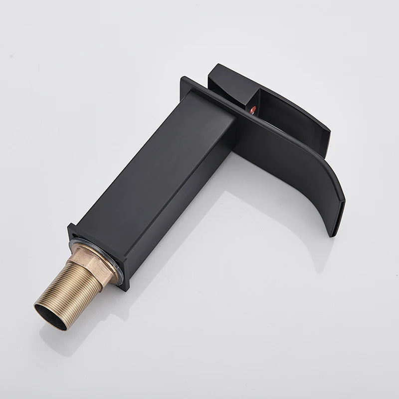 Handle Waterfall Matte Black Bathroom Basin Faucet Waterfall