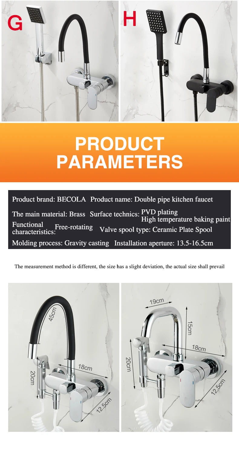 Brass Sink Taps Wall Mounted Basin Mixers Cold