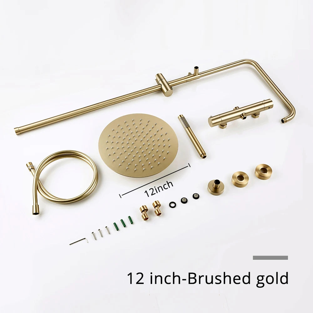 Thermostat Mixer Shower Wall Mount Bathroom Faucet Diverter