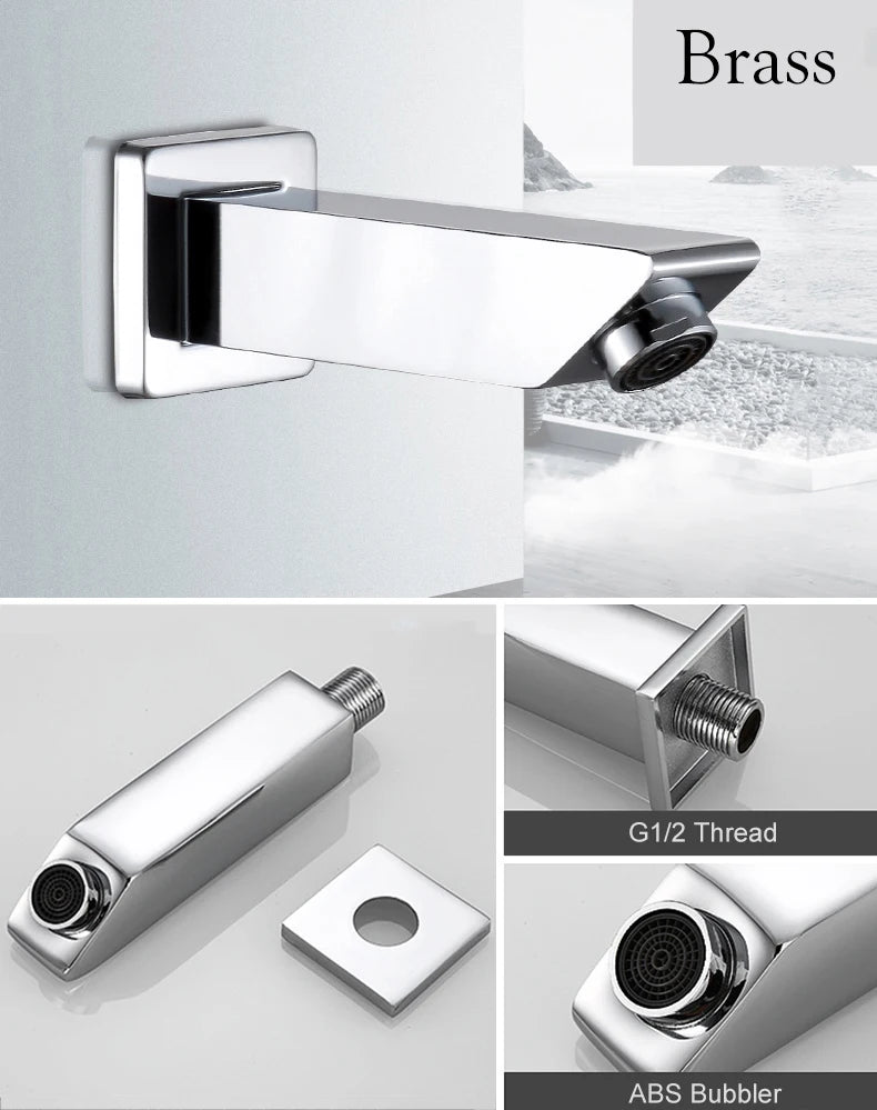 Becola Wall Mounted Faucet Spout Square Round Brass